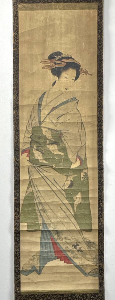 真作】□円山応挙□飛鯉図□円山派祖□肉筆□掛軸□掛け軸□日本画□の