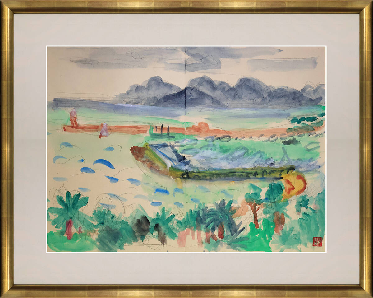 美術品】【GLC】宮田重雄 「吉野桜」 油彩8号 画家・医学博士 師：梅原