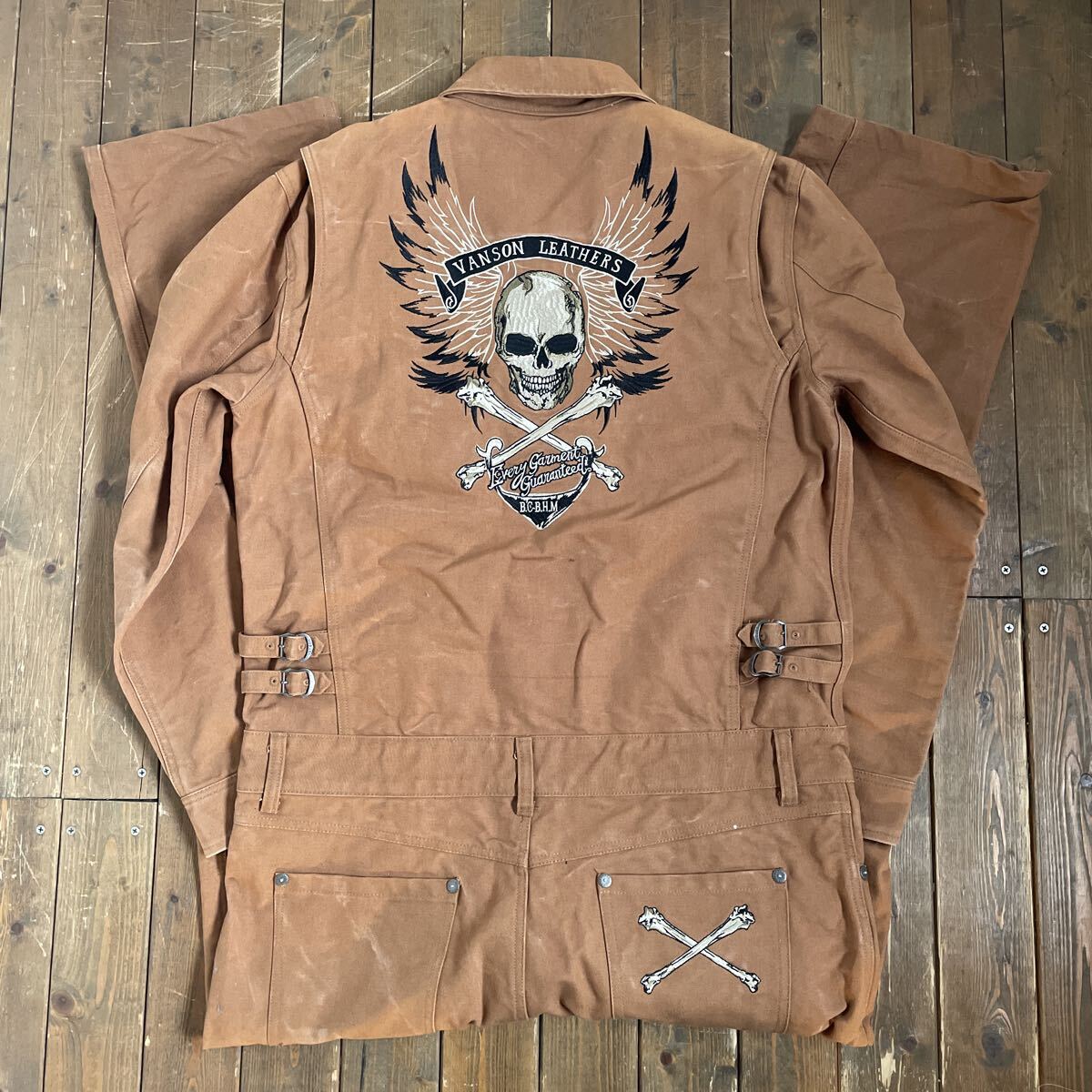 VANSON つなぎ　長袖　半袖　メンズ　XL vanson leathers バンソン・VANSON つなぎ・オールインワン Lサイズ 長袖・(半袖
