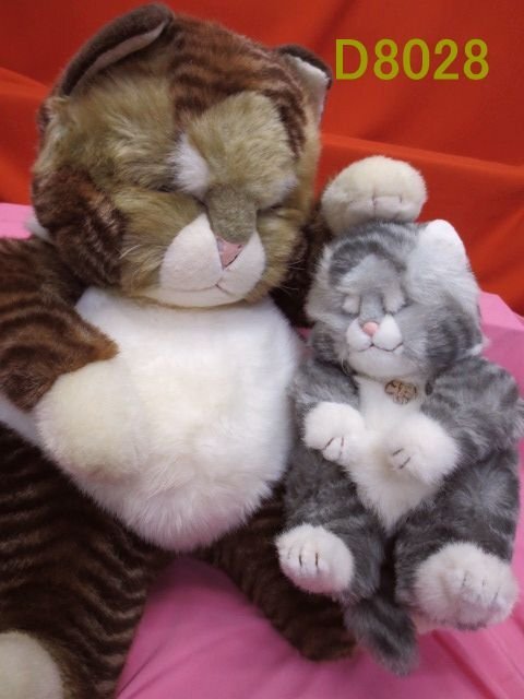 希少・昭和レトロ】オリエンタルトーイ 猫ぬいぐるみ 眠り目 茶トラ 約