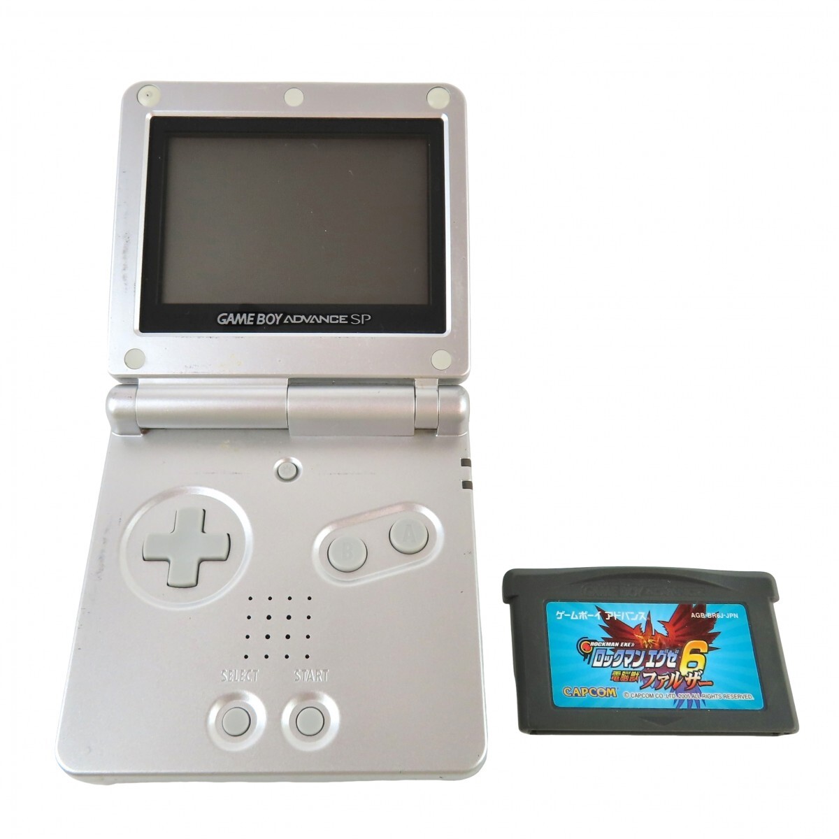 任天堂 Nintendo ゲームボーイアドバンスSP 本体 AGS-001 シルバー ソフト ロックマンエグゼ6 電脳獣ファルザー 0514-037の1番目の画像