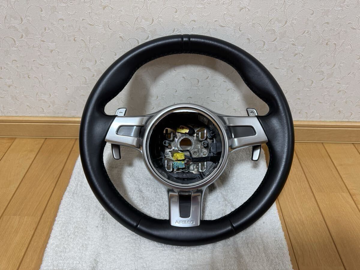 送料無料】【美品】ポルシェ パドルシフト付 スポーツ ステアリング