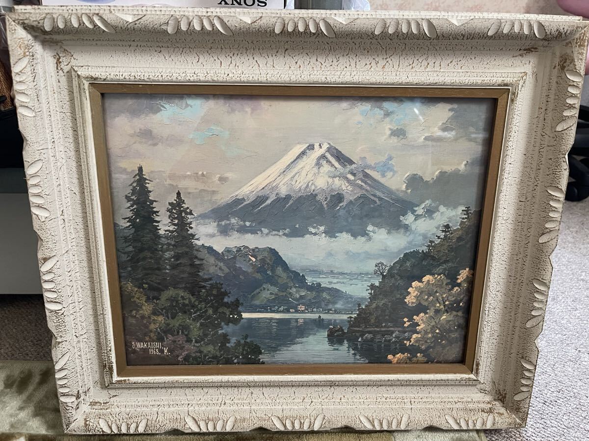 若石讃岐花　瀬戸内海の朝の舟 215☆瀬戸内海の朝の舟 若石讃花 風景画☆舟 額入り油絵/海/船☆ S