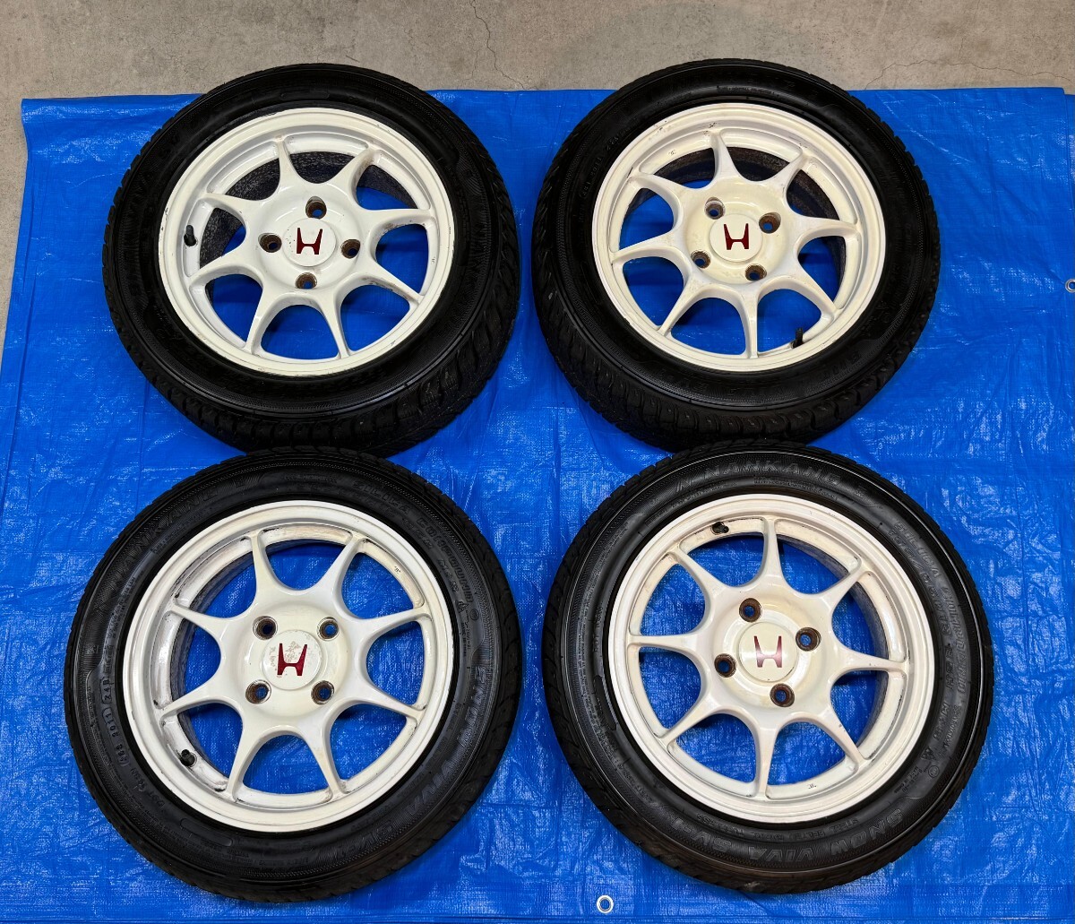 中古】HONDA 純正 アルミホイール 4本セット センターキャップ付き EF