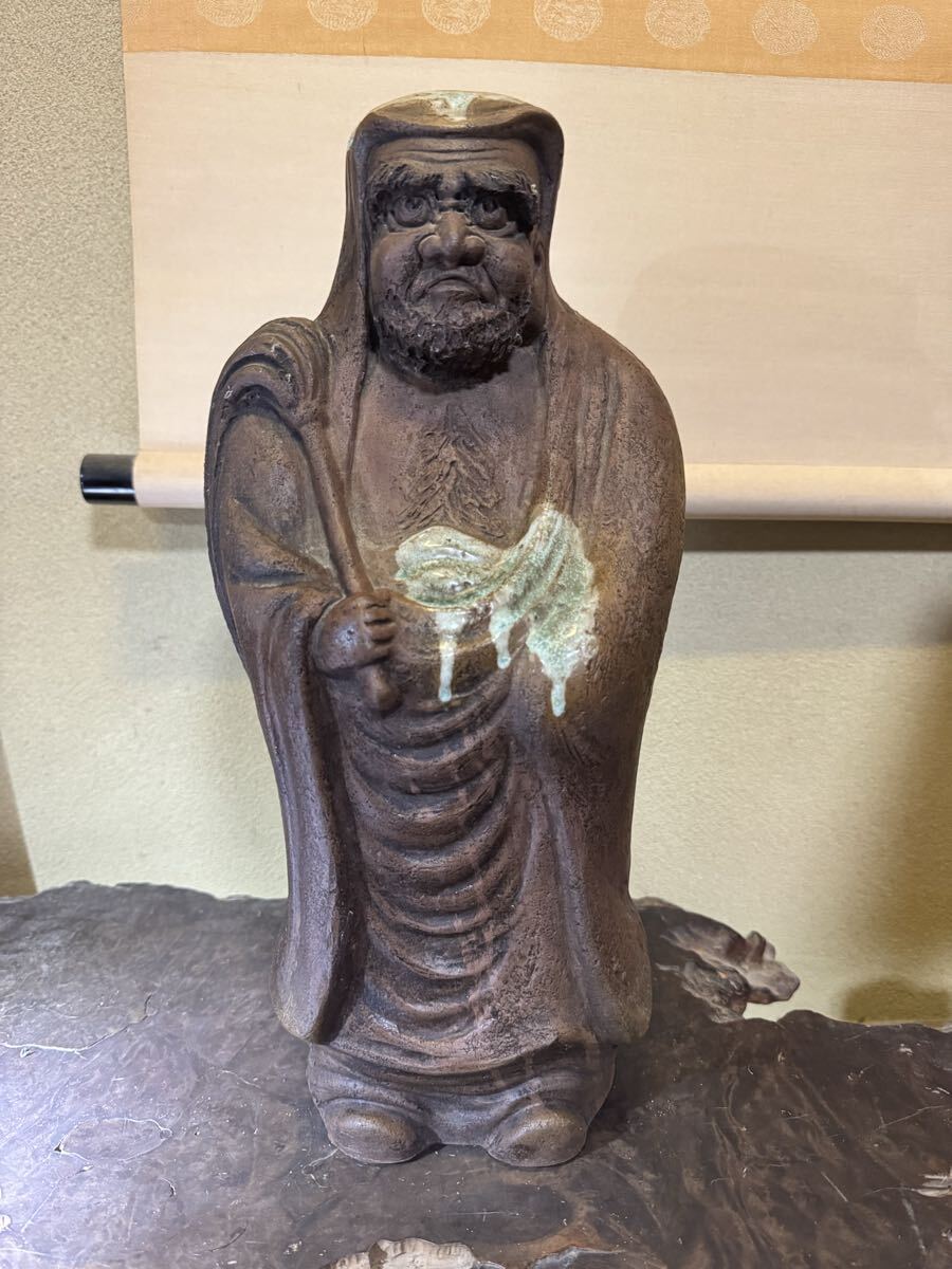 備前焼 達磨大師 ダルマ だるま 朱泥 紫砂のお坊さん 禅宗 人物像 置物