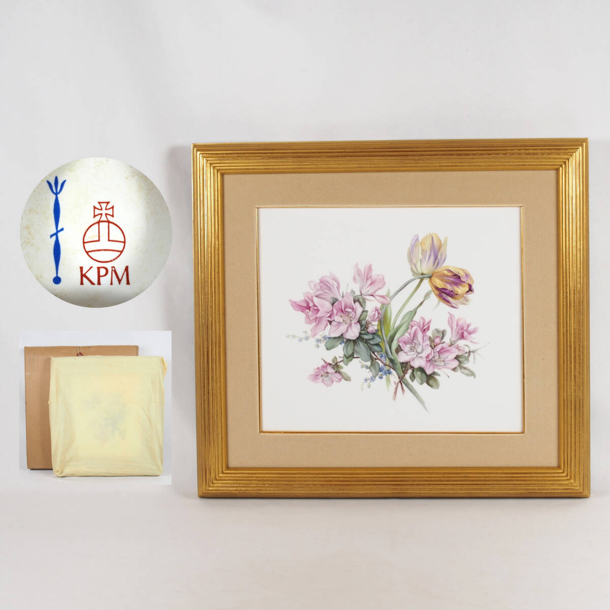 中古】【MG雅】KPM ベルリン王立磁器製陶所 手描き人物像陶板画 本物