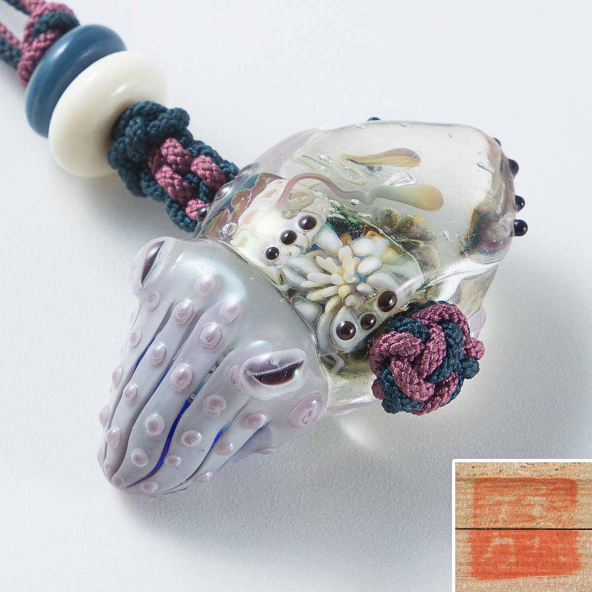 新品】磯野昭子(いそのあきこ)さん蜻蛉玉 蛙、花を抱く トンボ玉