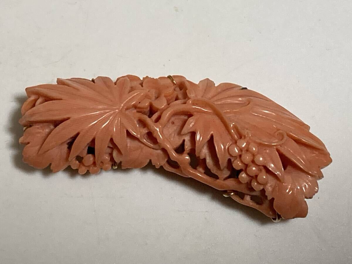 中古】【倉】時代本珊瑚 根掛 13～14mm 七玉 桃珊瑚/赤桃色/コーラル