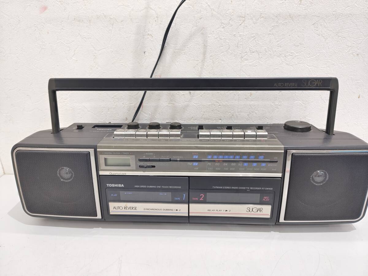 80s オートリバース ダブルラジカセ 東芝 SUGAR RT-SW7 ミントグリーン