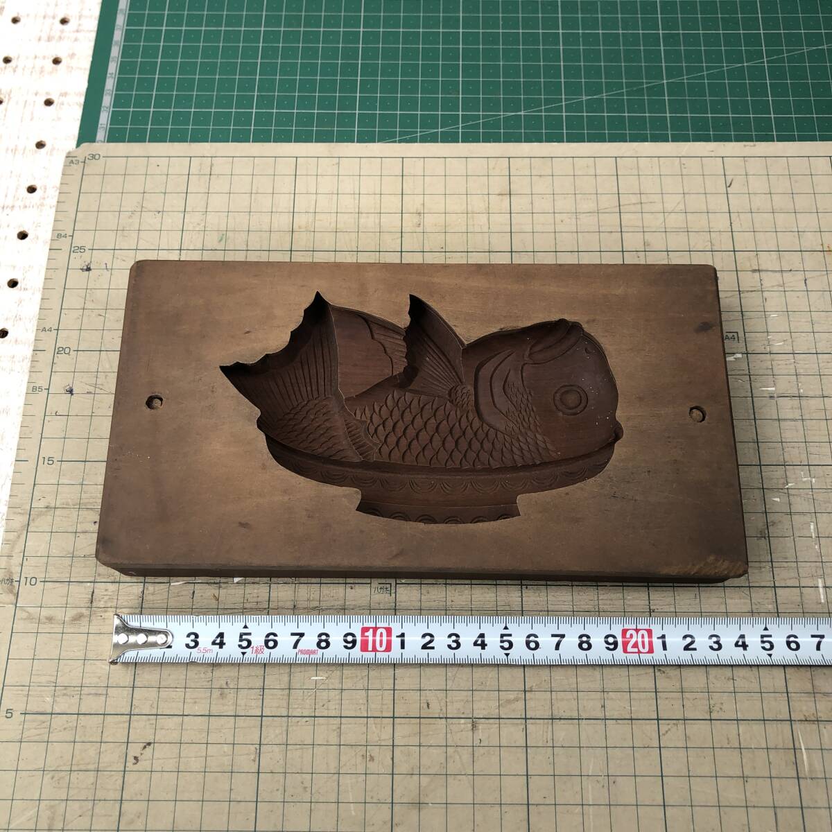 和菓子木型 鯛 亀 鶴 海老 縁起物4点セット 菓子型 木彫り 干菓子 砂糖