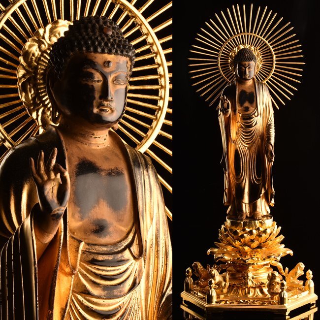 中古】【縁】仏教美術 細密彫刻 宇賀弁財天 高さ66cm 希少仏像 旧家
