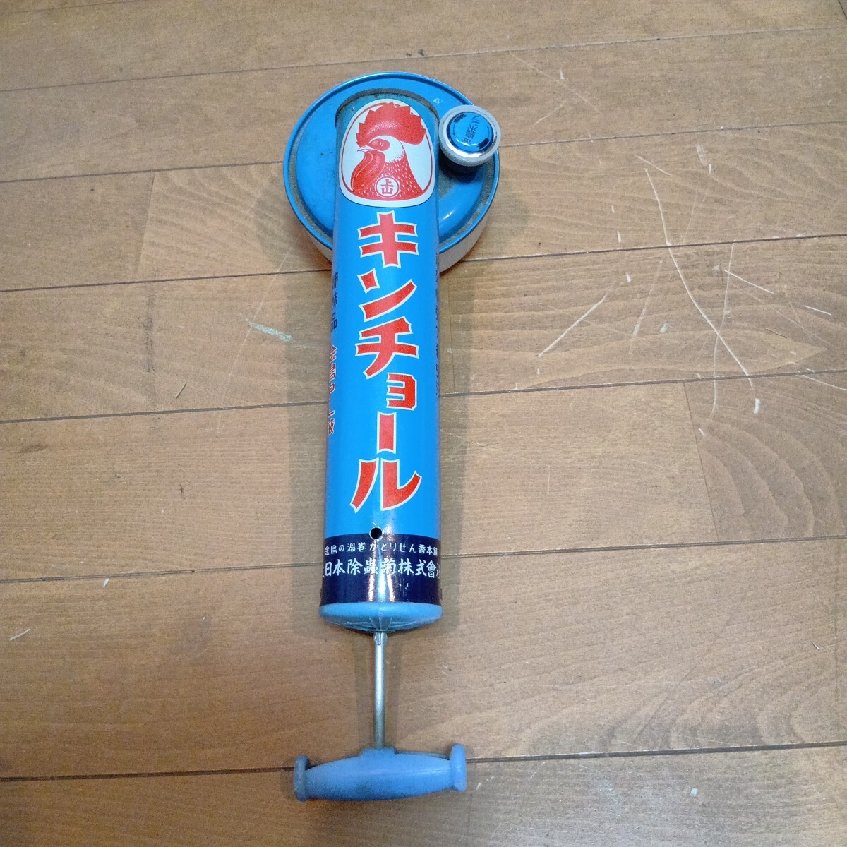 中古】◇ 【昭和 レトロ】 金鳥 キンチョール 白 ブリキ看板 大判 直径