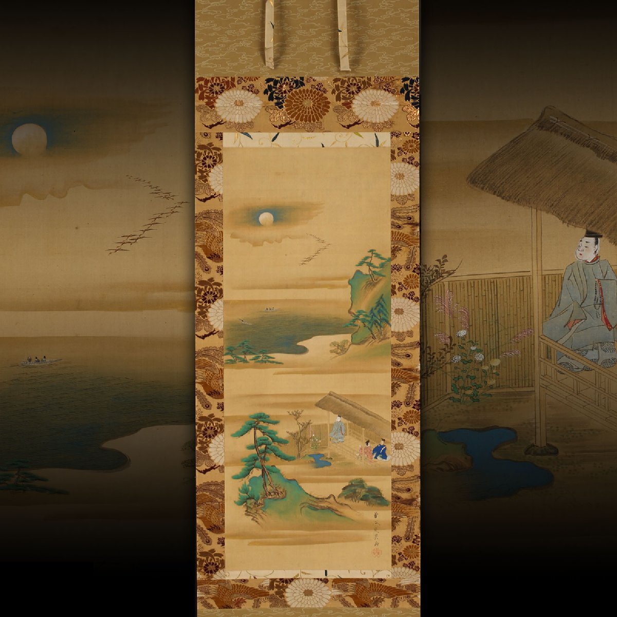 国宝 扇面古写経 下絵復刻 手摺木版画4枚 製作 京都丹青社 版元大江戸