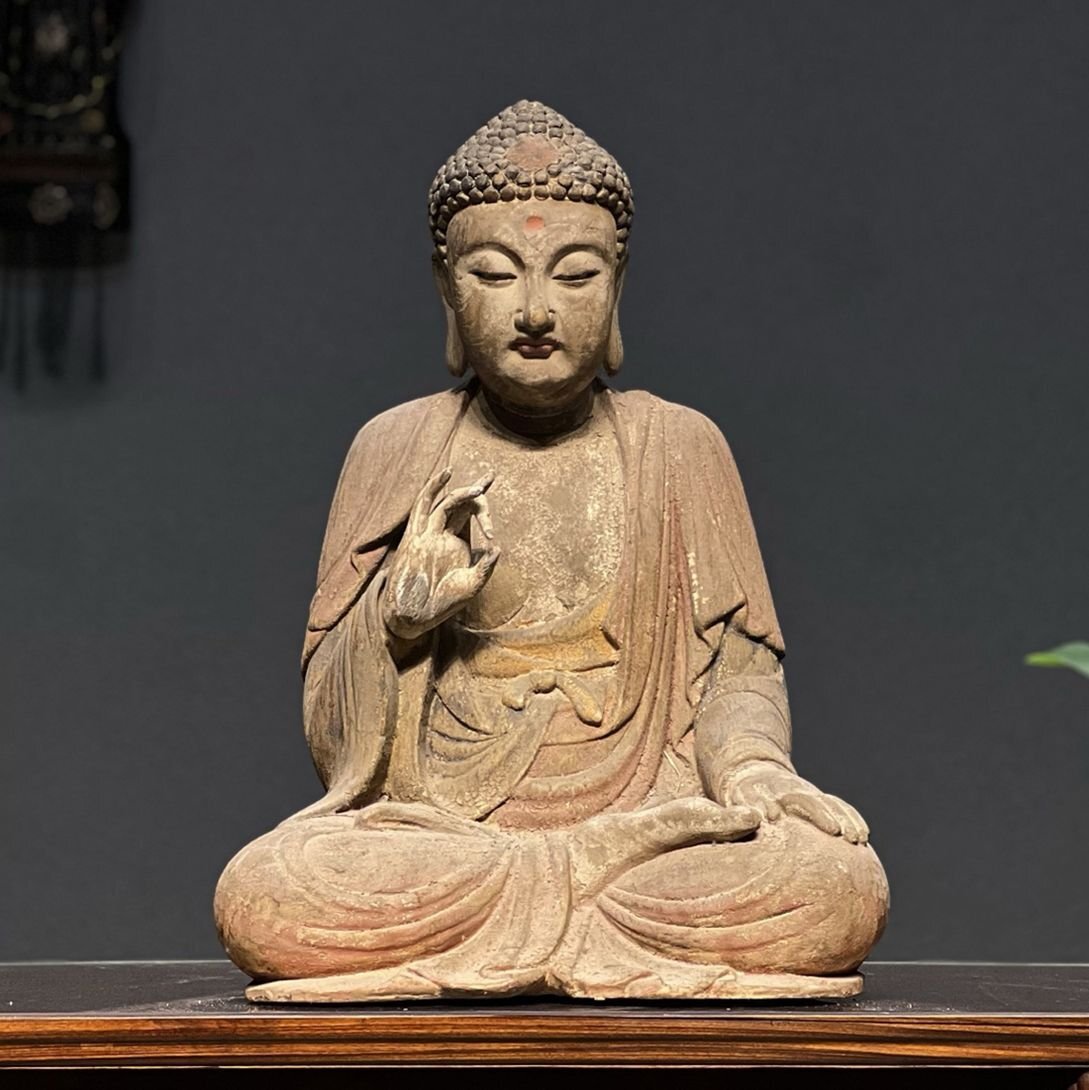 中古】江戸前期 釈迦如来像 絹本着色金銀泥 古画 仏画 仏教美術 仏教