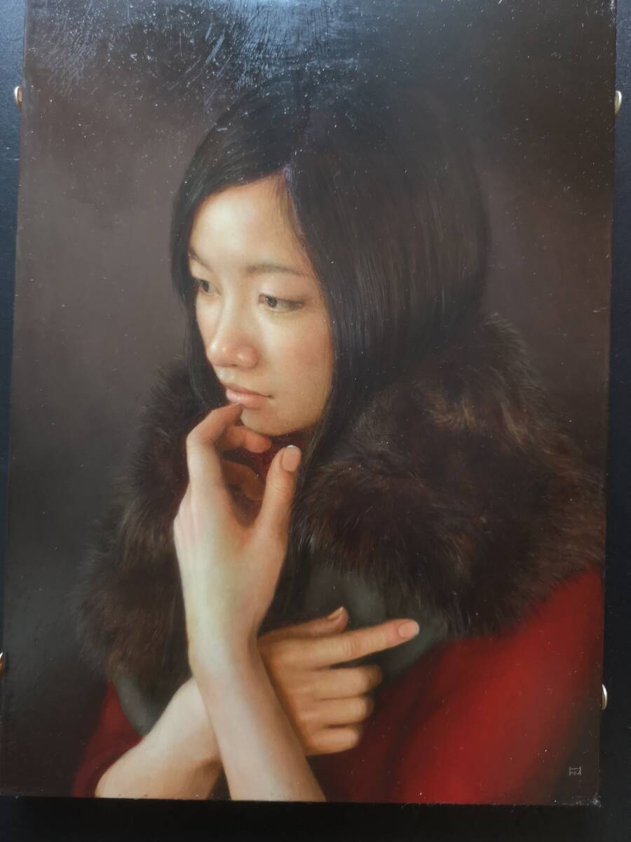 リアリズム　肉筆油彩画　美人画　【秋】 中古】真作保証 / 嶋根幸延 / 油彩4号 / リアリズム / 可憐な美少女を