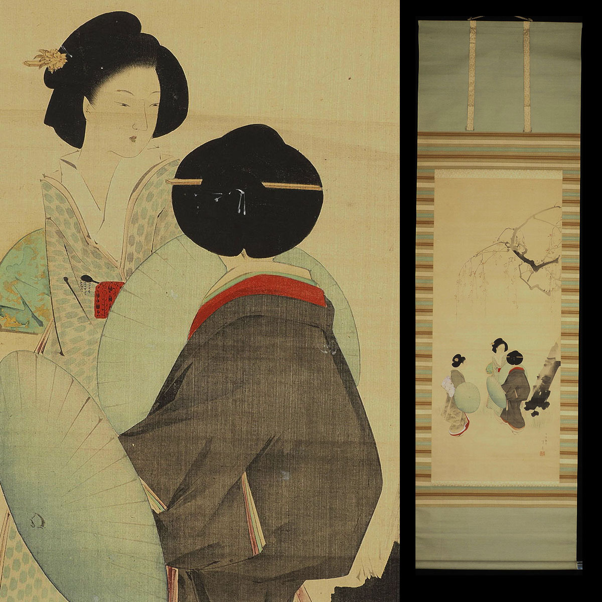 真作】◇菊池容斎◇歴史画◇美人画◇弓◇肉筆◇絹本◇掛軸◇k711の落札