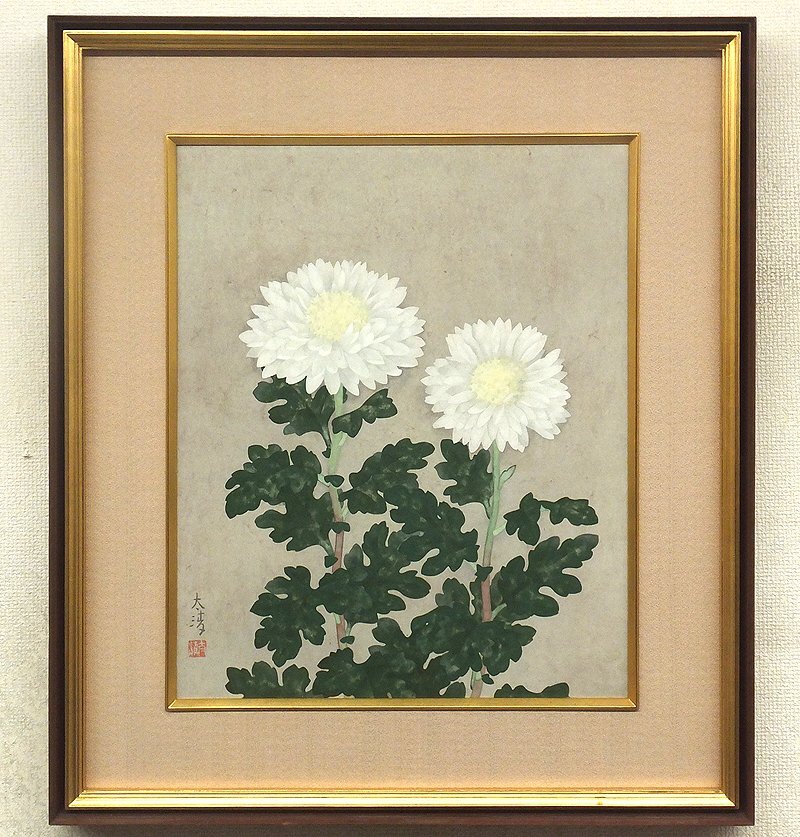 真作】【WISH】船水徳雄 「葛の葉」25号 大作 日本画 共シール ◇裸婦