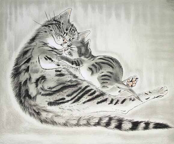 【F6号】藤田嗣治【白い猫】手描き作品/サイン・鑑定書有/油彩/絵画/額縁/額装 油彩/F6号/白い猫/藤田嗣治/正面サイン/裏サイン/落款有/裏書き有/油絵