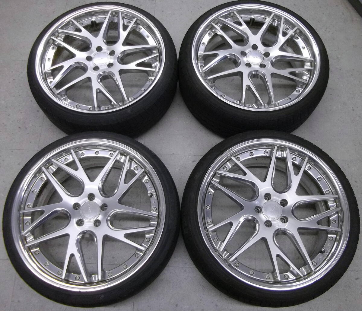 中古】work gnosis cv202 19インチ 8.5j 9.5j タイヤ付 深リム ワーク