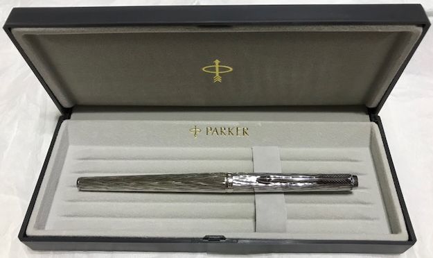 新品】◇希少品 Parker パーカー180万年筆 銀張り 「波の調べ