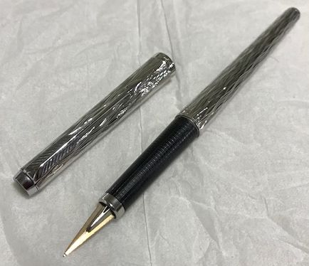 新品】◇希少品 Parker パーカー180万年筆 銀張り 「波の調べ