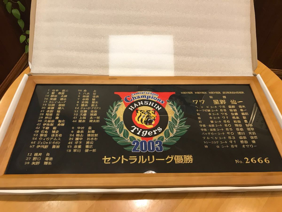 阪神タイガース2003年セントラルリーグ優勝記念刺繍額 【公式通販】