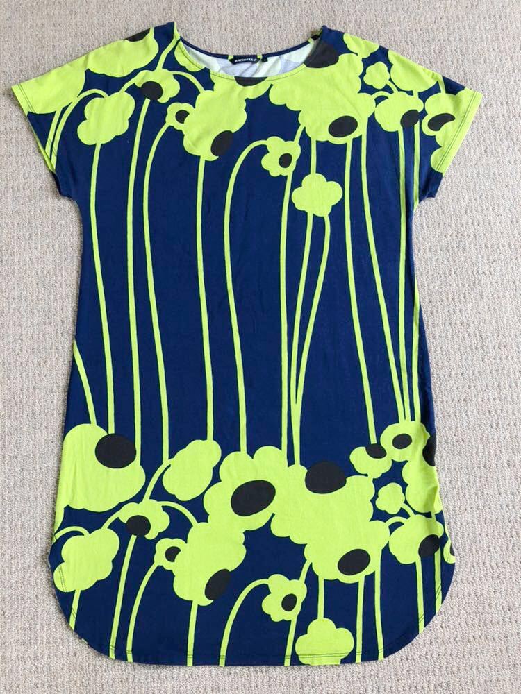 送料無料 マリメッコ Marimekko ワンピース 総柄 サイズs ネイビー 黄緑 チュニックにも 安心の匿名配送です の落札情報詳細 ヤフオク落札価格情報 オークフリー スマートフォン版