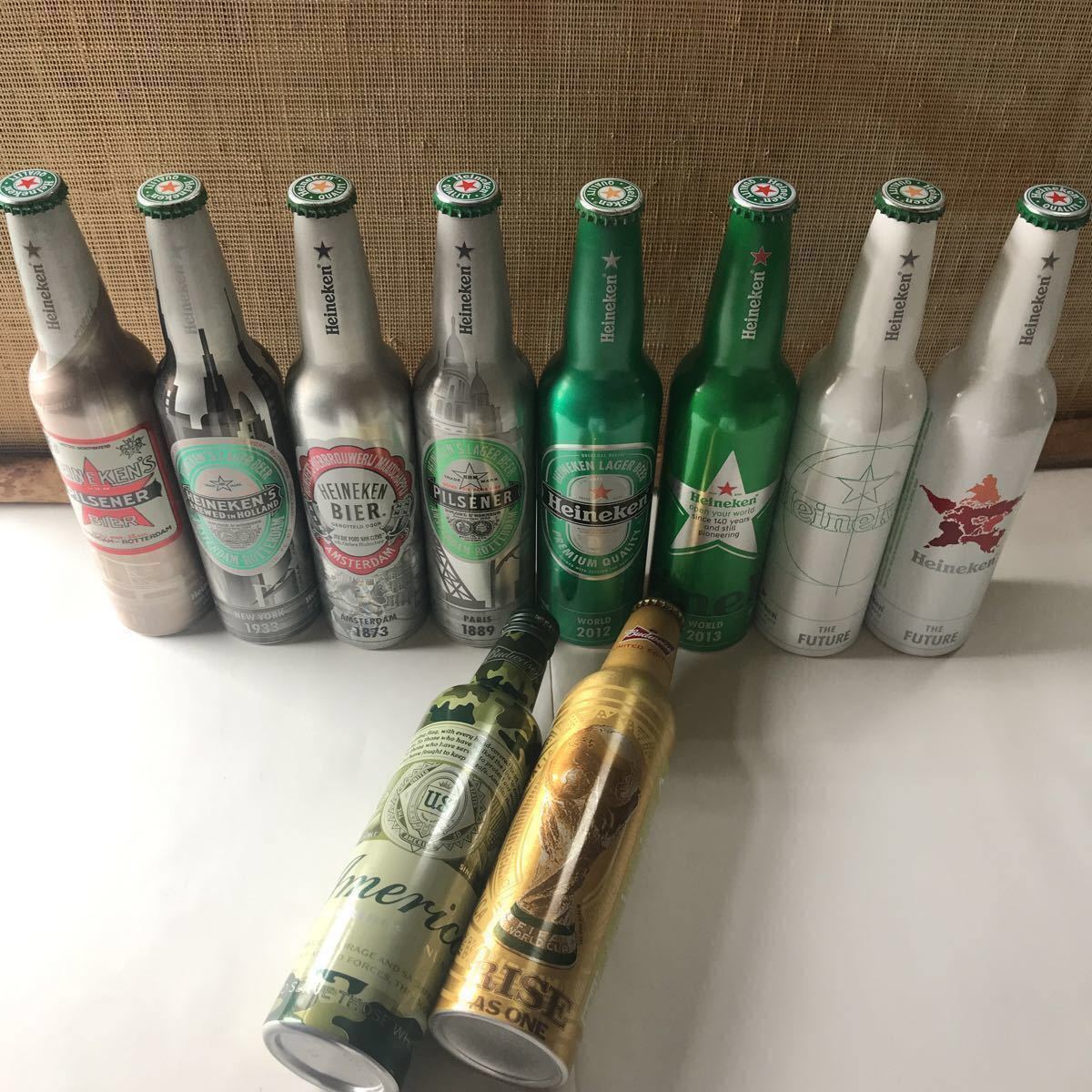 【やや傷や汚れあり】当時物 バドワイザー ハイネケン 非売品 日本未発売品 アルミ缶ボトル Budweiser Heineken