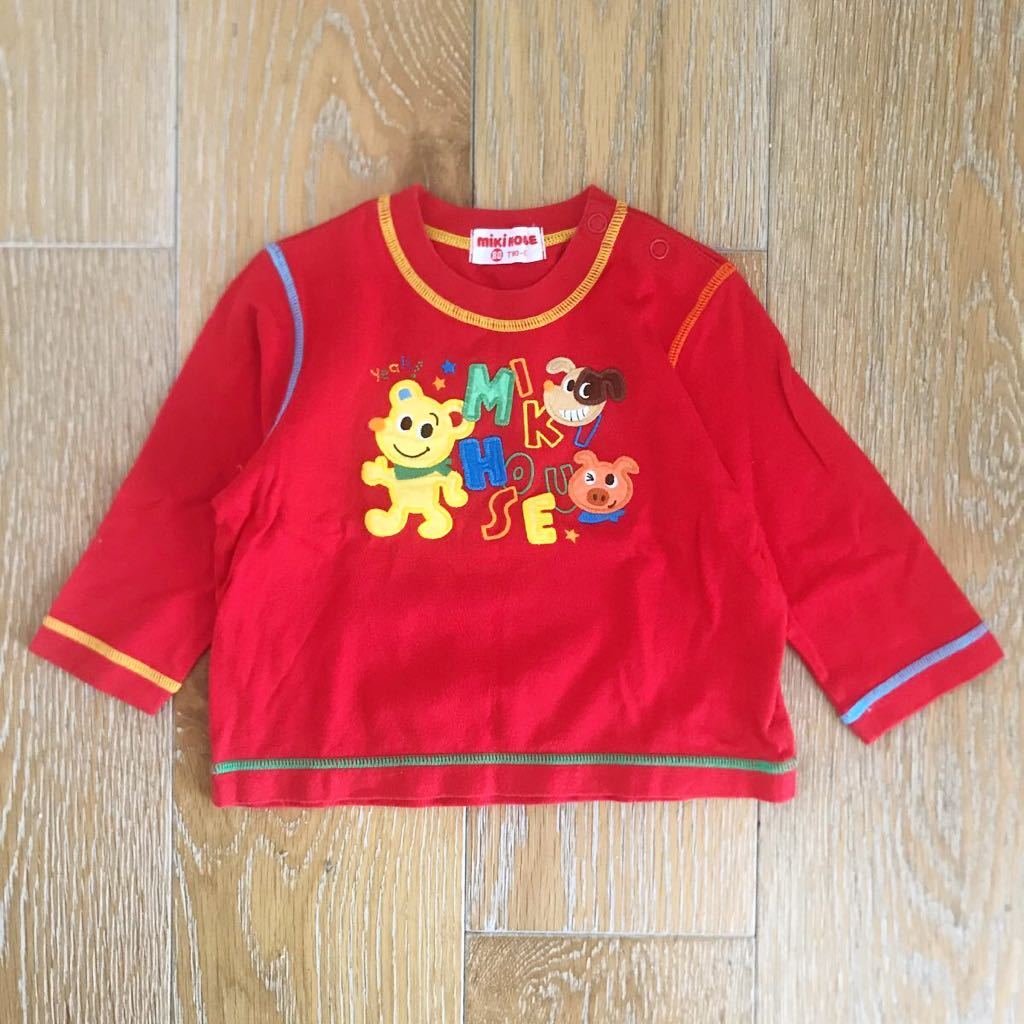 ミキハウス　長袖カットソー　ロンT 80 セール30%OFFミキハウス mikihouse 袖ロゴ長袖Tシャツ