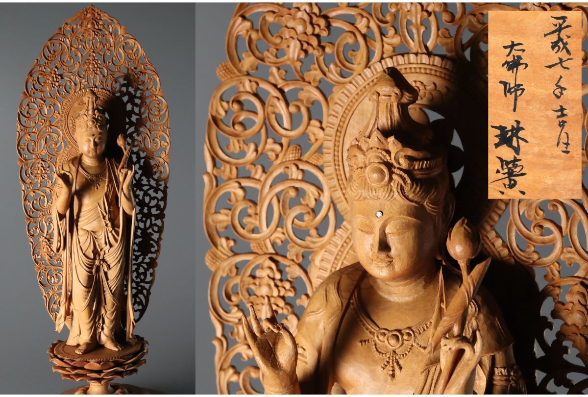 木製手彫りグリーンターラー（緑多羅菩薩）像◇チベット仏教-1A