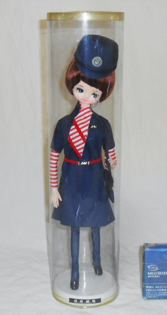 日本航空 JAL スチュワーデス 人形 透明ケース入 美品 キャビン