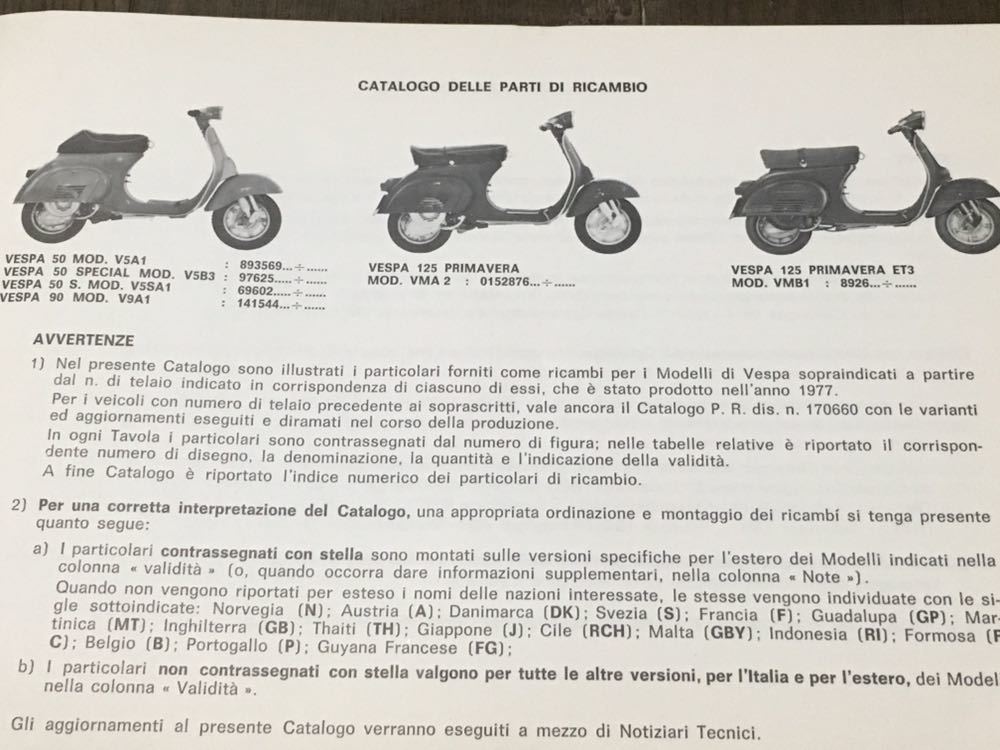 ピアジオ ベスパスペアパーツカタログ ピアジオ ベスパスペアパーツカタログ