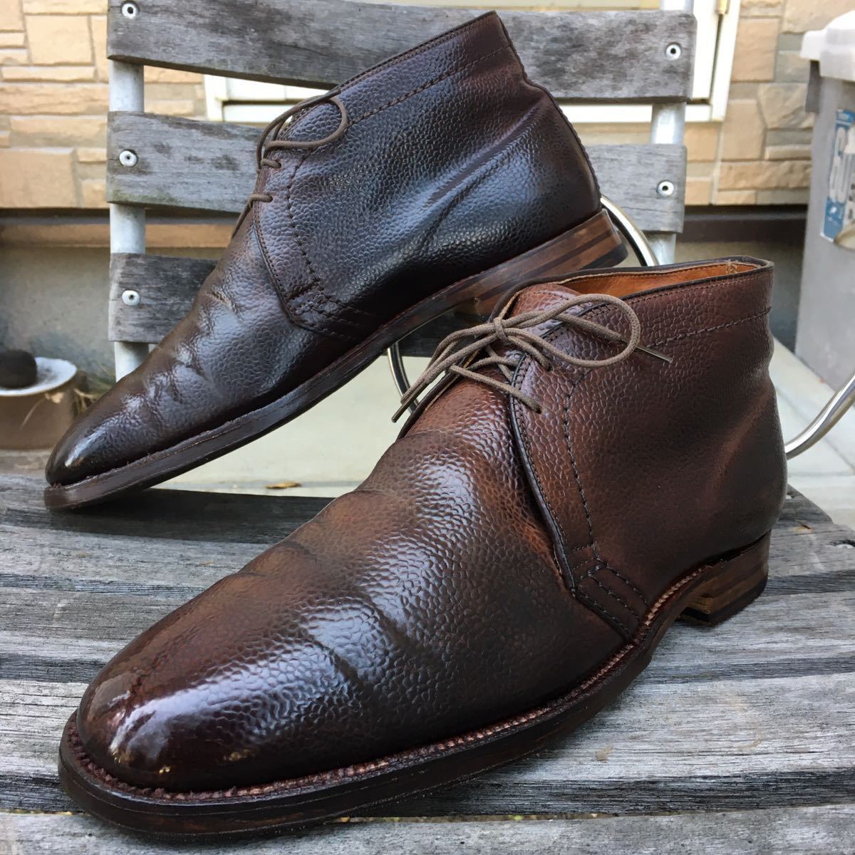 珍品 ALDEN シボ革 且つ コードバン オールデン チャッカブーツ