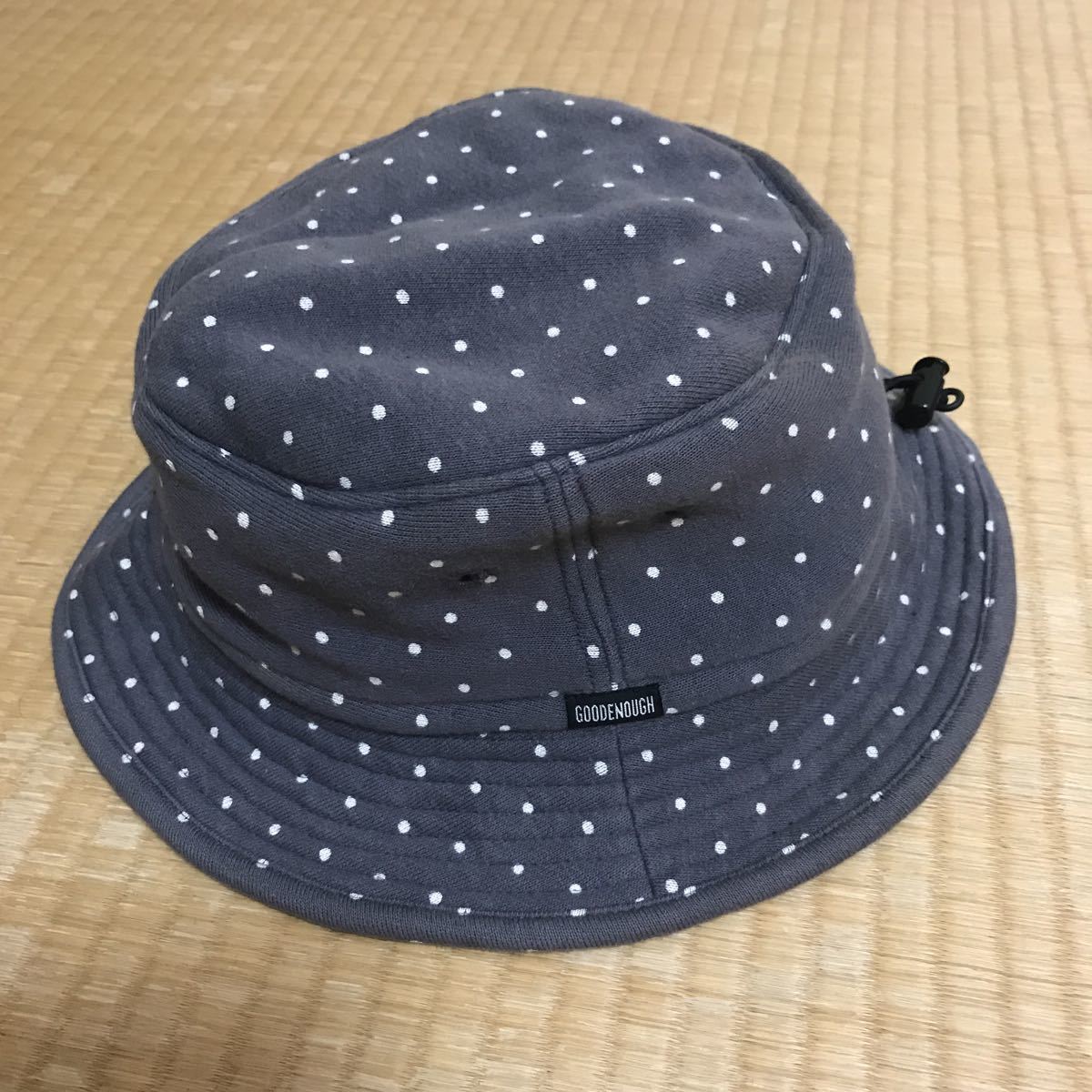 藤原ヒロシ着 グッドイナフ ドット柄 ドローコード ハット 灰 レア