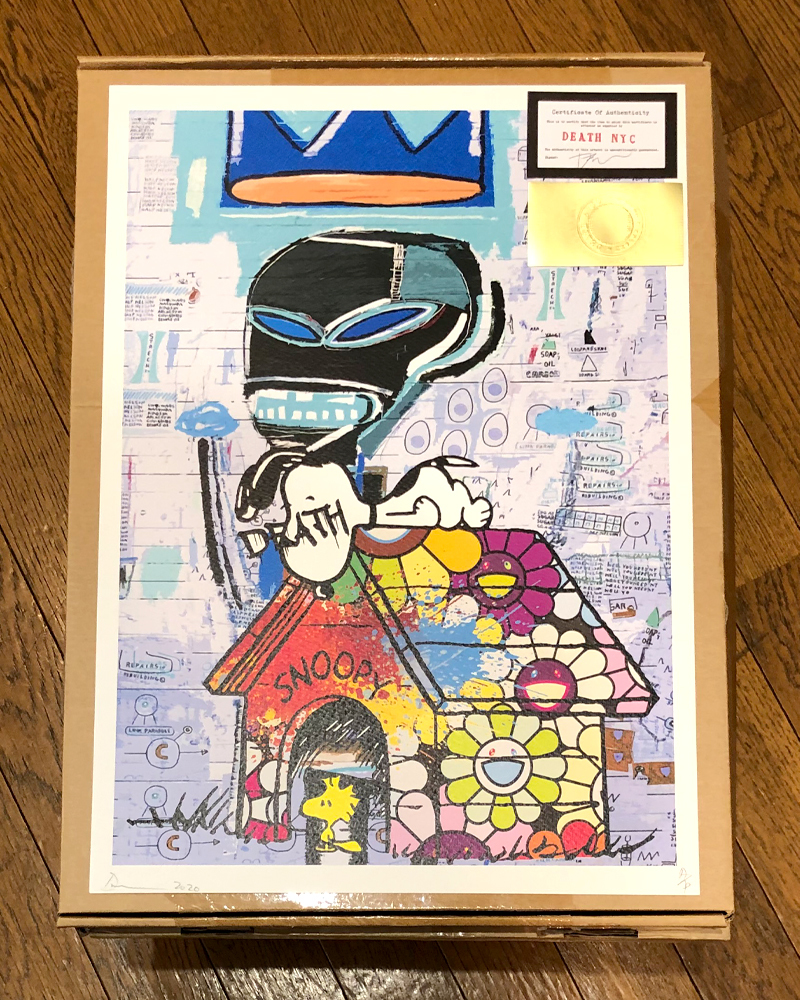 【額装済】【DEATH NYC】SNOOPY✩Basquiat 額装済】【DEATH NYC】SNOOPY✩Basquiat Death NYC 19x13 Signed