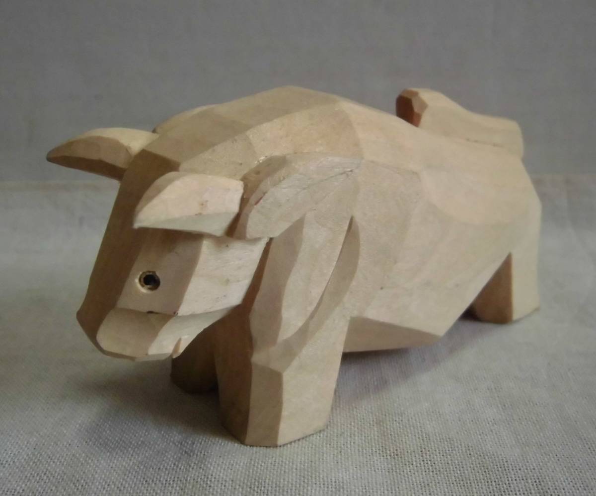 雄牛の木彫り No.10859 オブジェ 置物 闘牛 【リサイクルショップど