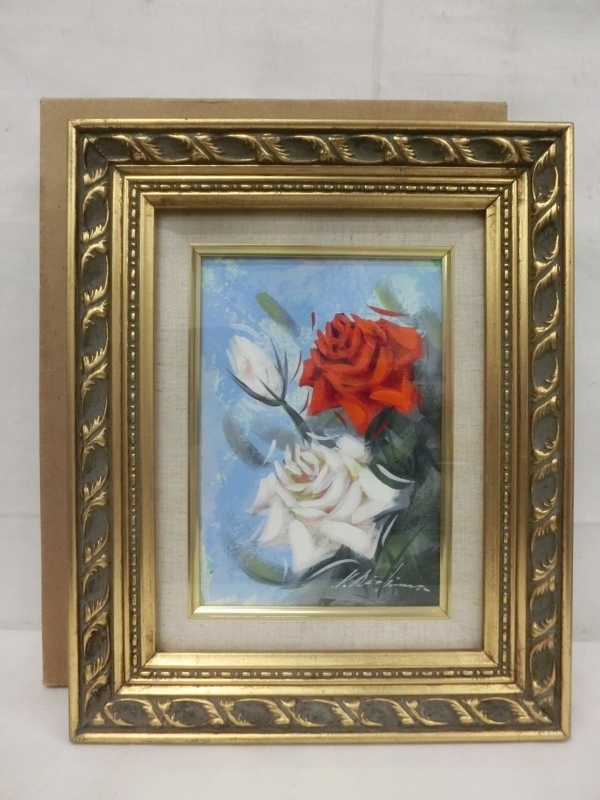西村泉　油絵　油彩画　薔薇　SM 額付き 西村泉油絵油彩画薔薇SM 額付き
