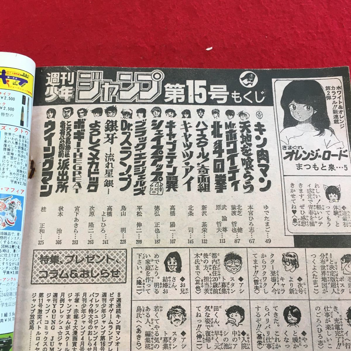 0928a2 004 週刊少年ジャンプ 第15号 昭和59年発行 集英社 きまぐれオレンジ ロード 商品説明もご確認下さい 1 の落札情報詳細 ヤフオク落札価格情報 オークフリー スマートフォン版