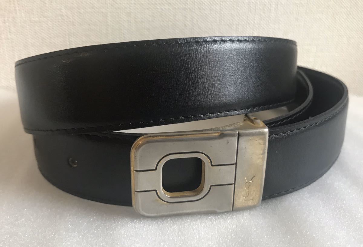 Yves Saint Laurent イヴ サンローラン メンズ レザーベルト 本革 牛革 Made In France フランス製 ブラック の落札情報詳細 ヤフオク落札価格情報 オークフリー スマートフォン版