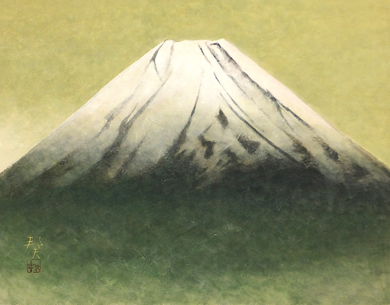 竹内邦夫 「漁火」 日本画10号共シール 院展特待 師：岩橋英遠