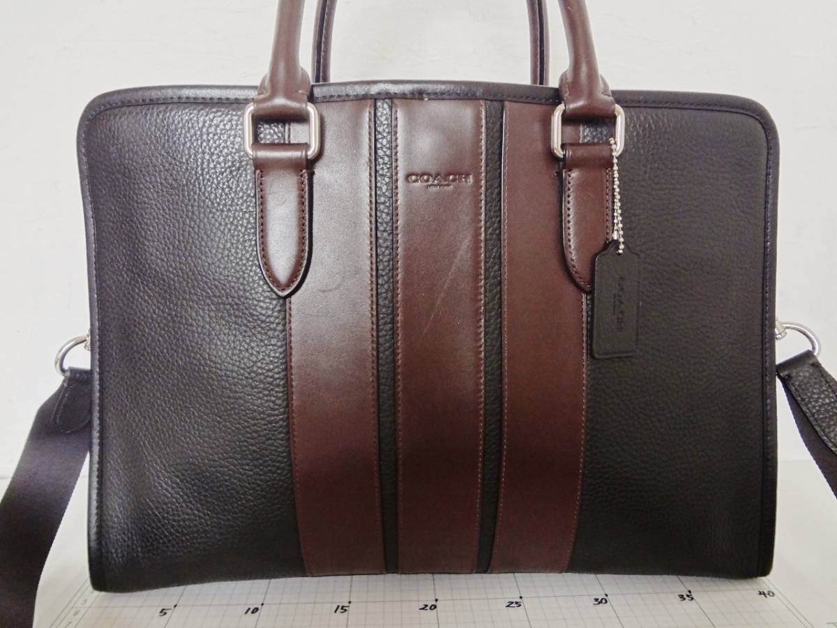 コーチ COACH ビジネスバッグ F72308 - レザー 黒×ダークブラウン バッグ