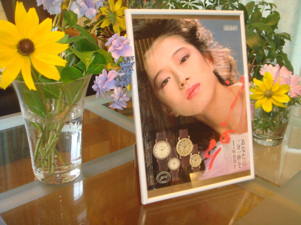 ☆中森明菜「オリエント時計」☆当時物/貴重広告！額装品☆A4ガラス額