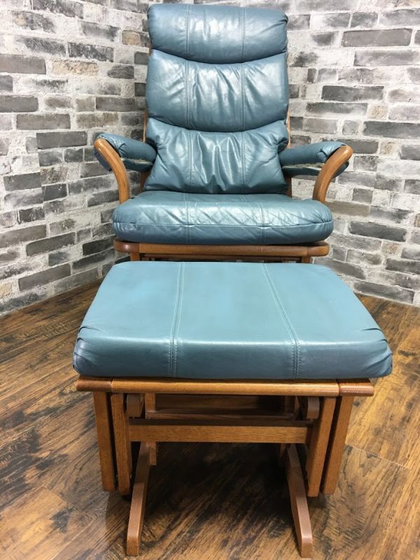 中古品 Dutailier ロッキングチェア オットマン付き ロッキングチェア デュタリアー スイングチェア DUTAILIER グリーン