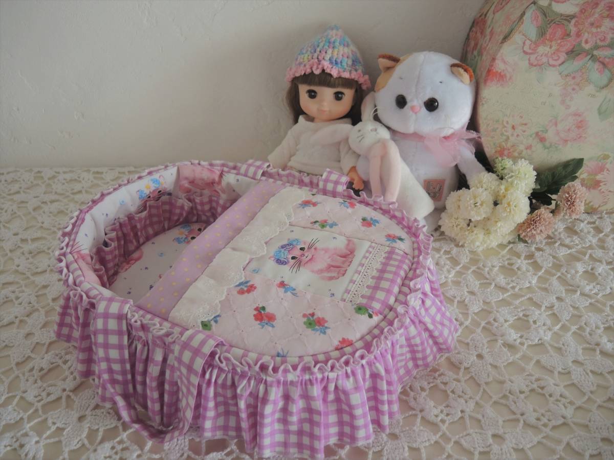 新品】お人形さんのクーファン ピンクのねこちゃん メルちゃん ソラン