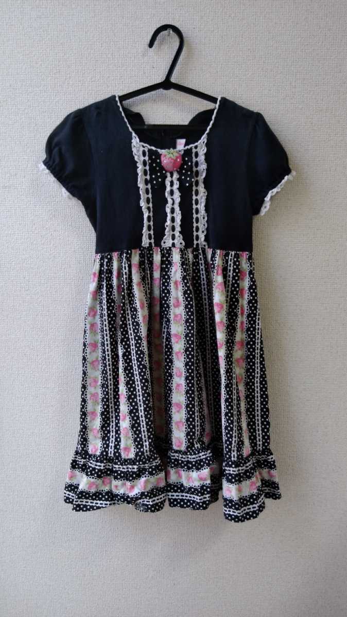 Shirley Temple シャーリーテンプル 黒切替苺柄 半袖ワンピース 130size の落札情報詳細 ヤフオク落札価格情報 オークフリー スマートフォン版
