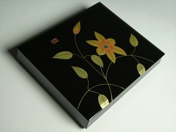 漆器文箱・硯箱 花柄 筆・墨付き 漆器文箱・硯箱 花柄 筆・墨付き 漆器