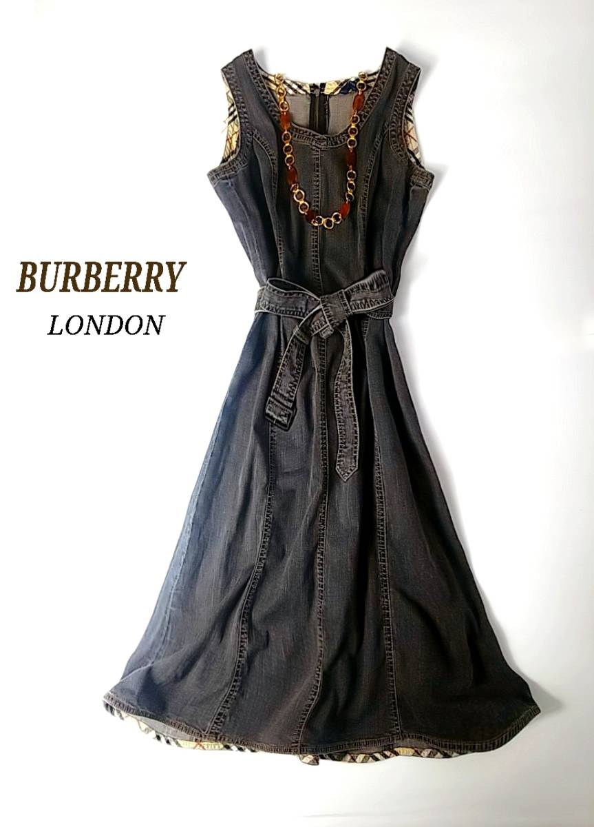 バーバリーロンドン Burberry London ウエストベルトburberryロゴ刻印 ノバチェックデニムロング丈ワンピース の落札情報詳細 ヤフオク落札価格情報 オークフリー スマートフォン版