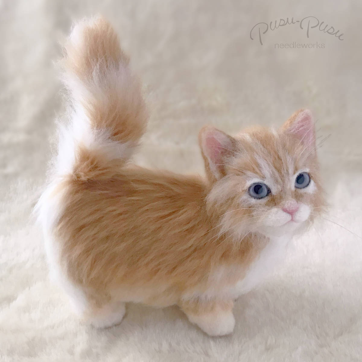 新品 Pusu Pusu マンチカンの子猫 キトンブルー キャラメル 茶トラ 短足 長毛 羊毛フェルト ハンドメイド の落札情報詳細 ヤフオク落札価格情報 オークフリー スマートフォン版
