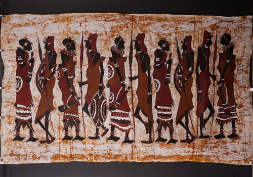 アフリカ　ケニア　飾り布　ろうけつ染め　ワックスアート ろうけつ染めマサイ族 アフリカ ケニア 手描き 飾り布