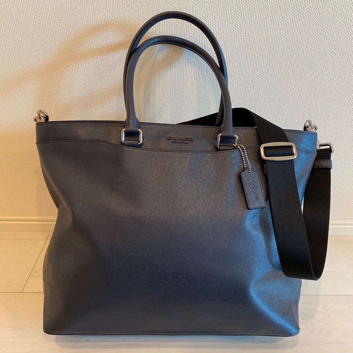 COACH コーチ レザー トートバッグ ビジネスバッグ F84630 ネイビー 